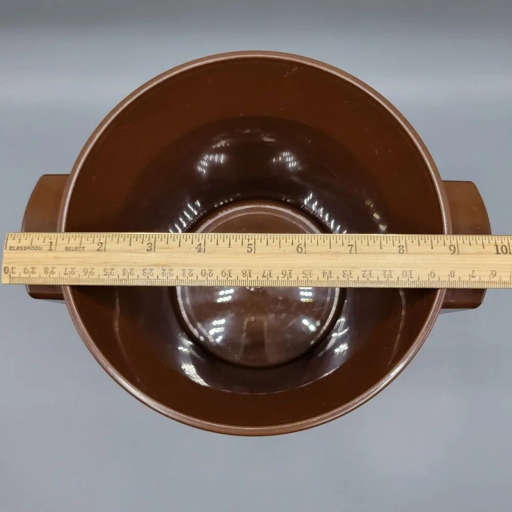 Vintage Thermo-Serv West Bend USA Brown Lid Ice Bucket With World Map Design